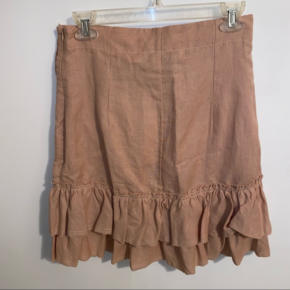NWT $200 IRO S19 Musk Linen Side Zip Tiered Ruffled A-Line Skirt FR38 - Picture 4 of 11